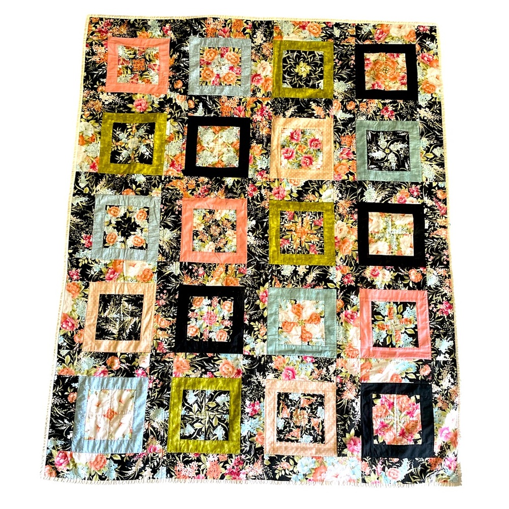 Handmade floral quilt size 47”X 58”